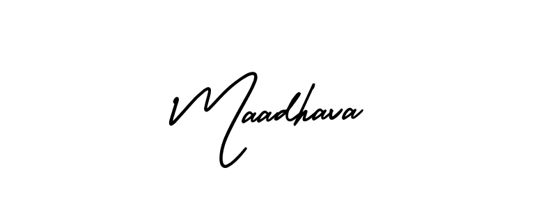 The best way (AmerikaSignatureDemo-Regular) to make a short signature is to pick only two or three words in your name. The name Maadhava include a total of six letters. For converting this name. Maadhava signature style 3 images and pictures png