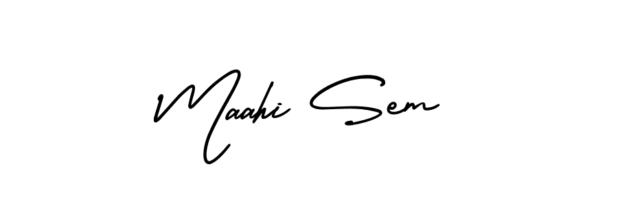 It looks lik you need a new signature style for name Maahi Sem. Design unique handwritten (AmerikaSignatureDemo-Regular) signature with our free signature maker in just a few clicks. Maahi Sem signature style 3 images and pictures png