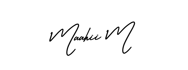 if you are searching for the best signature style for your name Maahii M. so please give up your signature search. here we have designed multiple signature styles  using AmerikaSignatureDemo-Regular. Maahii M signature style 3 images and pictures png