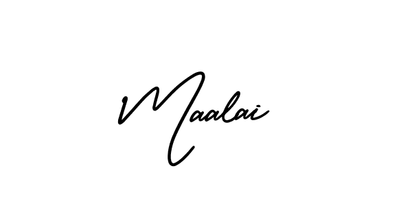 The best way (AmerikaSignatureDemo-Regular) to make a short signature is to pick only two or three words in your name. The name Maalai include a total of six letters. For converting this name. Maalai signature style 3 images and pictures png