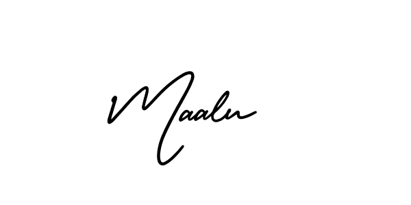 You should practise on your own different ways (AmerikaSignatureDemo-Regular) to write your name (Maalu ) in signature. don't let someone else do it for you. Maalu  signature style 3 images and pictures png