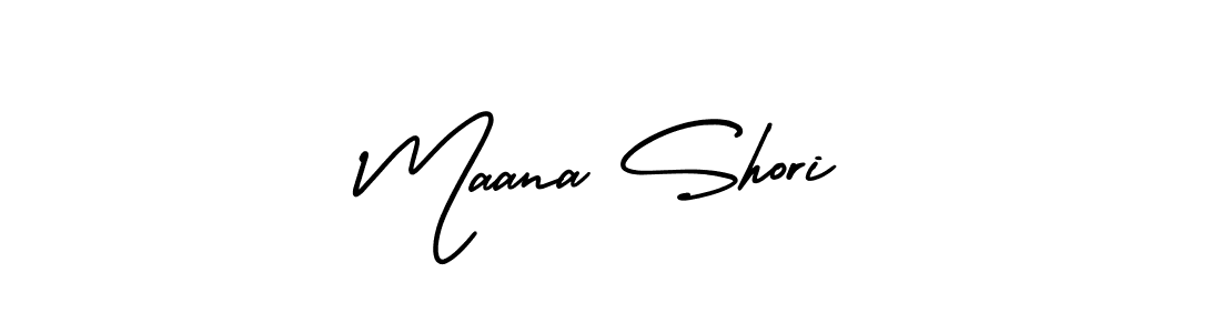 How to make Maana Shori name signature. Use AmerikaSignatureDemo-Regular style for creating short signs online. This is the latest handwritten sign. Maana Shori signature style 3 images and pictures png