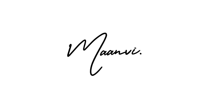 You should practise on your own different ways (AmerikaSignatureDemo-Regular) to write your name (Maanvi.) in signature. don't let someone else do it for you. Maanvi. signature style 3 images and pictures png