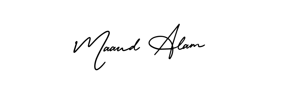 The best way (AmerikaSignatureDemo-Regular) to make a short signature is to pick only two or three words in your name. The name Maaud Alam include a total of six letters. For converting this name. Maaud Alam signature style 3 images and pictures png