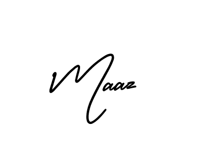 The best way (AmerikaSignatureDemo-Regular) to make a short signature is to pick only two or three words in your name. The name Maaz include a total of six letters. For converting this name. Maaz signature style 3 images and pictures png