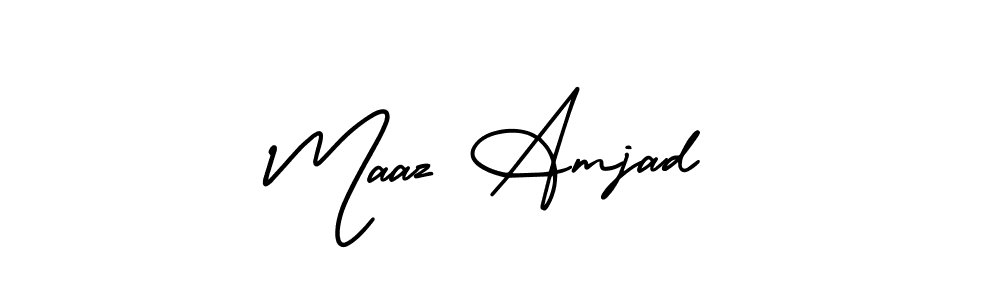 if you are searching for the best signature style for your name Maaz Amjad. so please give up your signature search. here we have designed multiple signature styles  using AmerikaSignatureDemo-Regular. Maaz Amjad signature style 3 images and pictures png
