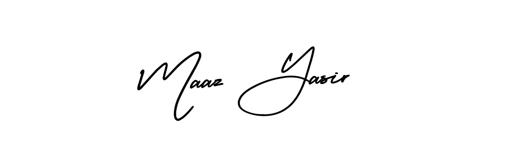 You should practise on your own different ways (AmerikaSignatureDemo-Regular) to write your name (Maaz Yasir) in signature. don't let someone else do it for you. Maaz Yasir signature style 3 images and pictures png