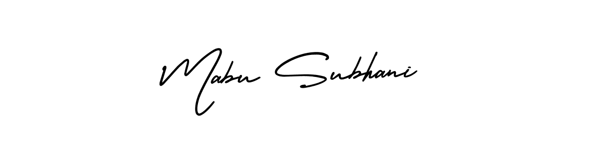 The best way (AmerikaSignatureDemo-Regular) to make a short signature is to pick only two or three words in your name. The name Mabu Subhani include a total of six letters. For converting this name. Mabu Subhani signature style 3 images and pictures png