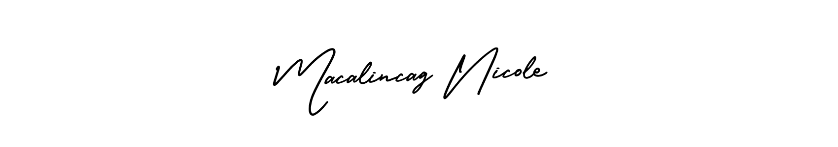 This is the best signature style for the Macalincag Nicole name. Also you like these signature font (AmerikaSignatureDemo-Regular). Mix name signature. Macalincag Nicole signature style 3 images and pictures png