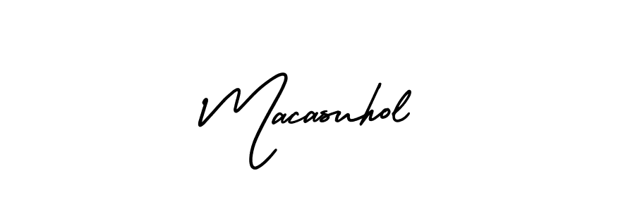 You should practise on your own different ways (AmerikaSignatureDemo-Regular) to write your name (Macasuhol) in signature. don't let someone else do it for you. Macasuhol signature style 3 images and pictures png