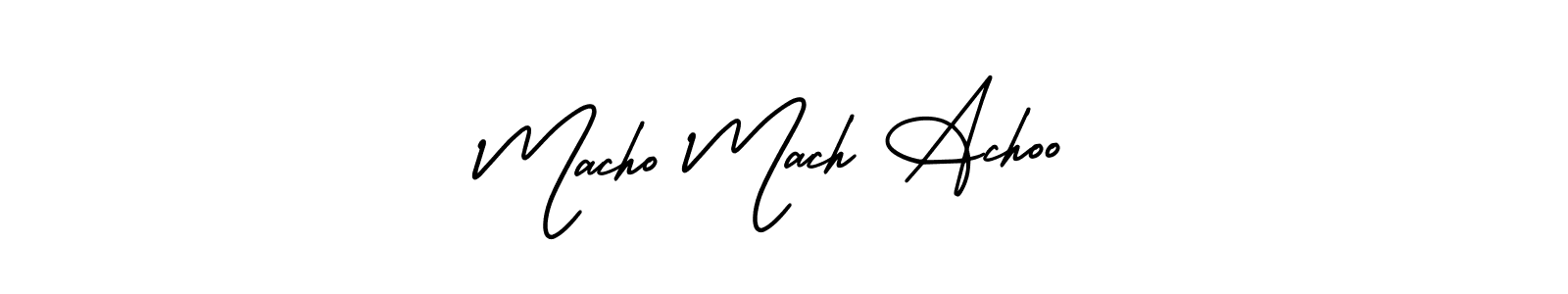 if you are searching for the best signature style for your name Macho Mach Achoo. so please give up your signature search. here we have designed multiple signature styles  using AmerikaSignatureDemo-Regular. Macho Mach Achoo signature style 3 images and pictures png