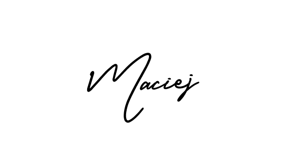 Use a signature maker to create a handwritten signature online. With this signature software, you can design (AmerikaSignatureDemo-Regular) your own signature for name Maciej. Maciej signature style 3 images and pictures png