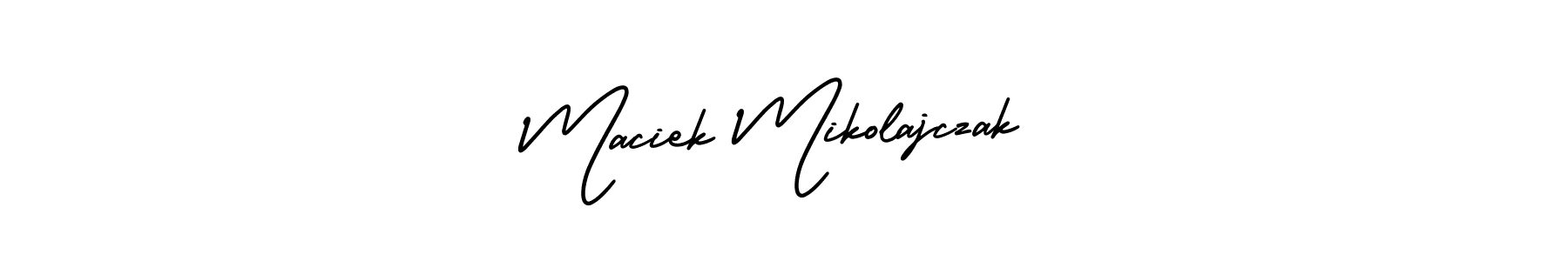 Make a short Maciek Mikolajczak signature style. Manage your documents anywhere anytime using AmerikaSignatureDemo-Regular. Create and add eSignatures, submit forms, share and send files easily. Maciek Mikolajczak signature style 3 images and pictures png