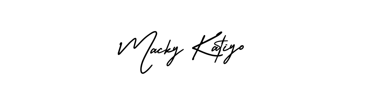 You should practise on your own different ways (AmerikaSignatureDemo-Regular) to write your name (Macky Katiyo) in signature. don't let someone else do it for you. Macky Katiyo signature style 3 images and pictures png