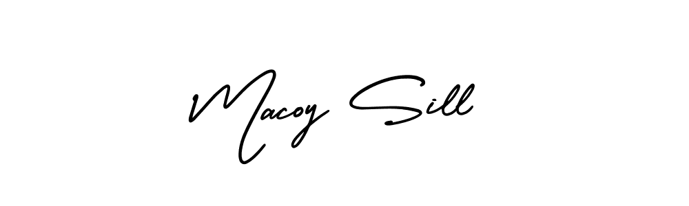 It looks lik you need a new signature style for name Macoy Sill. Design unique handwritten (AmerikaSignatureDemo-Regular) signature with our free signature maker in just a few clicks. Macoy Sill signature style 3 images and pictures png