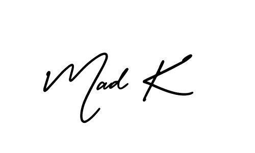 Design your own signature with our free online signature maker. With this signature software, you can create a handwritten (AmerikaSignatureDemo-Regular) signature for name Mad K. Mad K signature style 3 images and pictures png