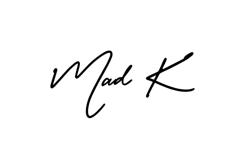 Design your own signature with our free online signature maker. With this signature software, you can create a handwritten (AmerikaSignatureDemo-Regular) signature for name Mad K. Mad K signature style 3 images and pictures png