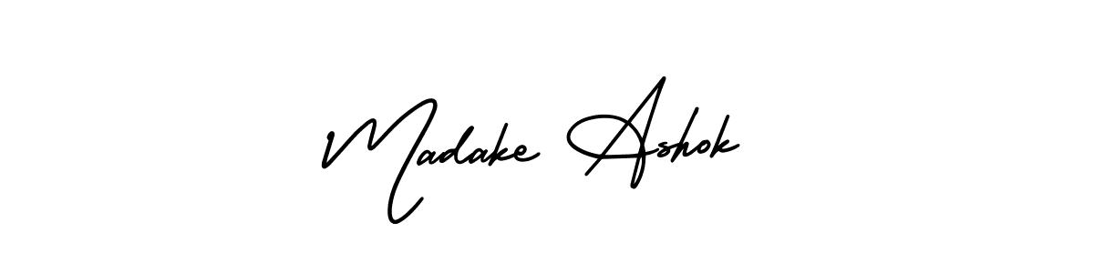 The best way (AmerikaSignatureDemo-Regular) to make a short signature is to pick only two or three words in your name. The name Madake Ashok include a total of six letters. For converting this name. Madake Ashok signature style 3 images and pictures png