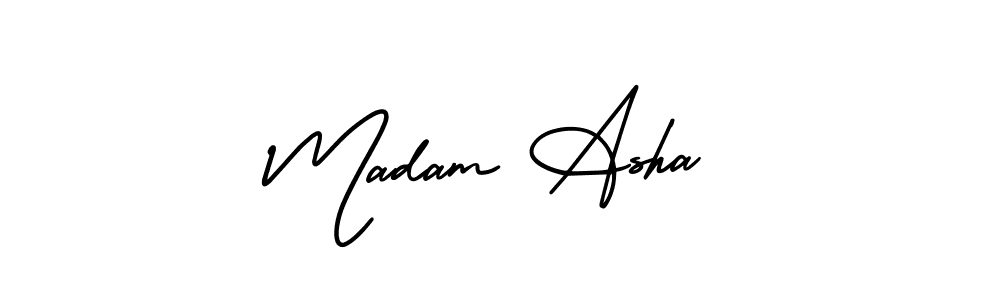 How to make Madam Asha name signature. Use AmerikaSignatureDemo-Regular style for creating short signs online. This is the latest handwritten sign. Madam Asha signature style 3 images and pictures png