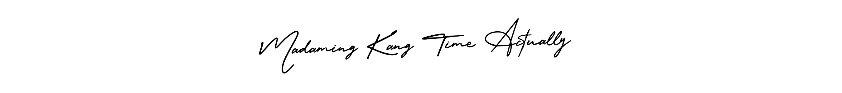 This is the best signature style for the Madaming Kang Time Actually name. Also you like these signature font (AmerikaSignatureDemo-Regular). Mix name signature. Madaming Kang Time Actually signature style 3 images and pictures png