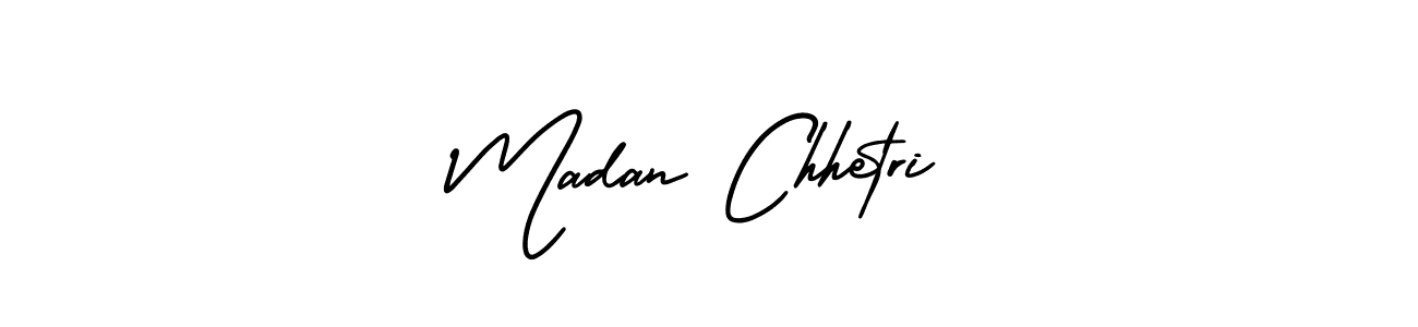 How to make Madan Chhetri name signature. Use AmerikaSignatureDemo-Regular style for creating short signs online. This is the latest handwritten sign. Madan Chhetri signature style 3 images and pictures png