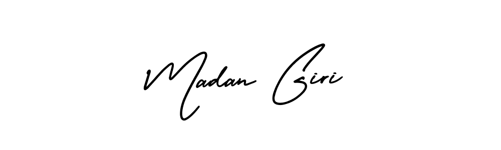 The best way (AmerikaSignatureDemo-Regular) to make a short signature is to pick only two or three words in your name. The name Madan Giri include a total of six letters. For converting this name. Madan Giri signature style 3 images and pictures png