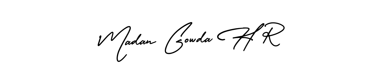 How to make Madan Gowda H R signature? AmerikaSignatureDemo-Regular is a professional autograph style. Create handwritten signature for Madan Gowda H R name. Madan Gowda H R signature style 3 images and pictures png