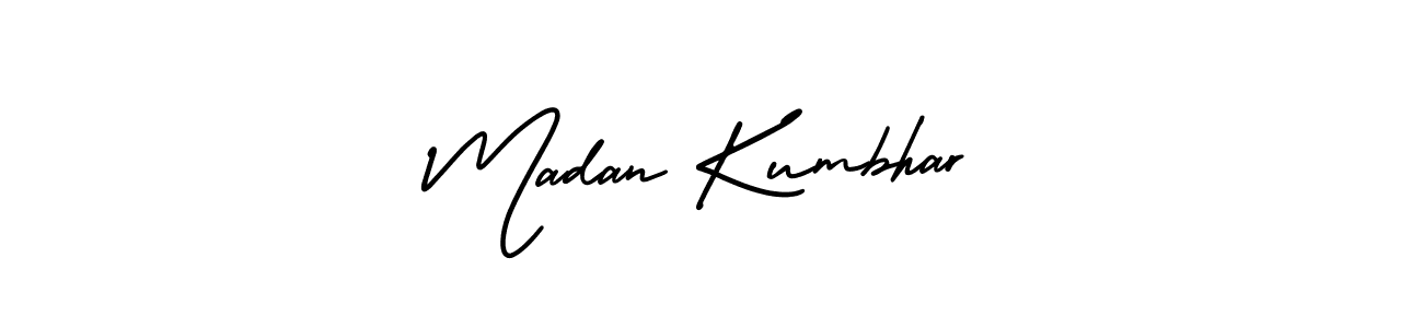 You should practise on your own different ways (AmerikaSignatureDemo-Regular) to write your name (Madan Kumbhar) in signature. don't let someone else do it for you. Madan Kumbhar signature style 3 images and pictures png