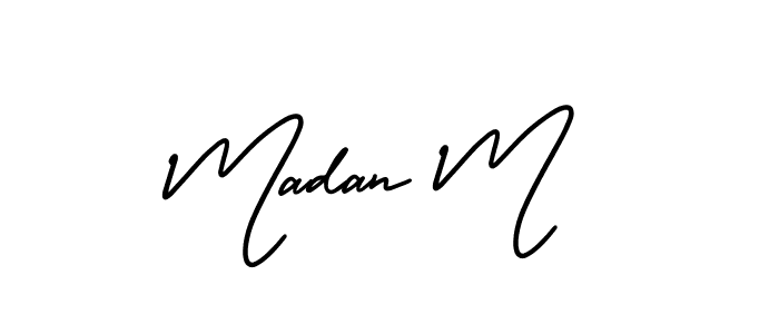 Madan M stylish signature style. Best Handwritten Sign (AmerikaSignatureDemo-Regular) for my name. Handwritten Signature Collection Ideas for my name Madan M. Madan M signature style 3 images and pictures png