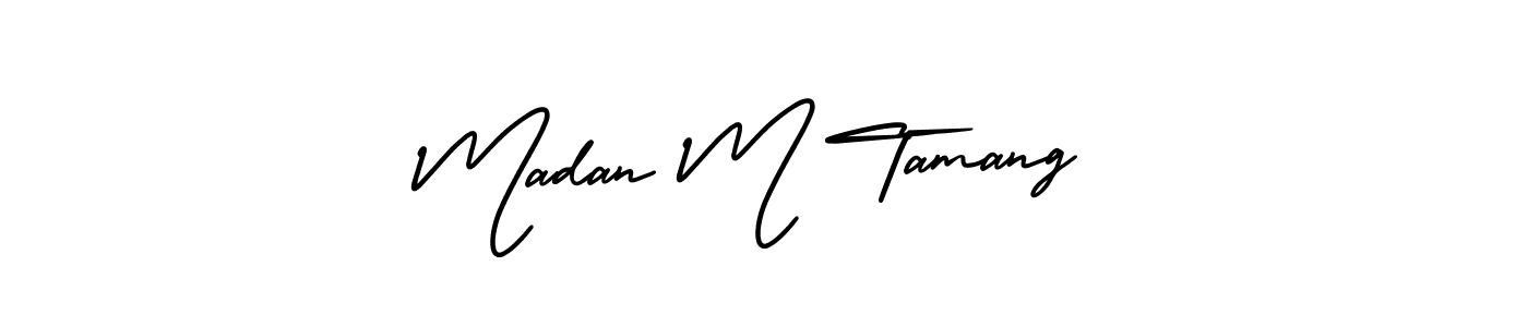 How to make Madan M Tamang name signature. Use AmerikaSignatureDemo-Regular style for creating short signs online. This is the latest handwritten sign. Madan M Tamang signature style 3 images and pictures png