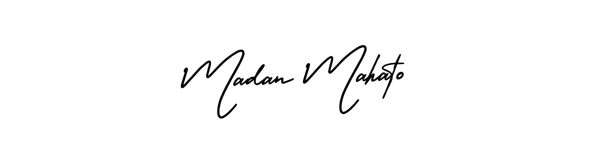 Use a signature maker to create a handwritten signature online. With this signature software, you can design (AmerikaSignatureDemo-Regular) your own signature for name Madan Mahato. Madan Mahato signature style 3 images and pictures png