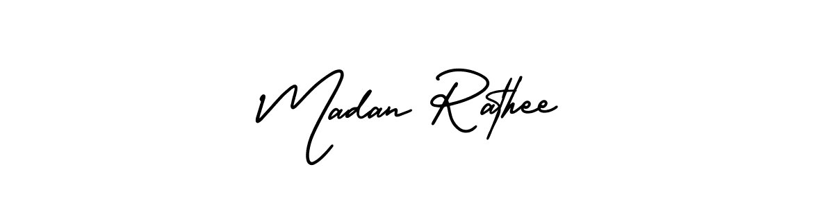 The best way (AmerikaSignatureDemo-Regular) to make a short signature is to pick only two or three words in your name. The name Madan Rathee include a total of six letters. For converting this name. Madan Rathee signature style 3 images and pictures png