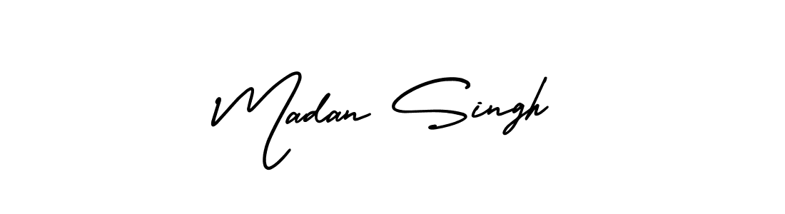 You should practise on your own different ways (AmerikaSignatureDemo-Regular) to write your name (Madan Singh) in signature. don't let someone else do it for you. Madan Singh signature style 3 images and pictures png