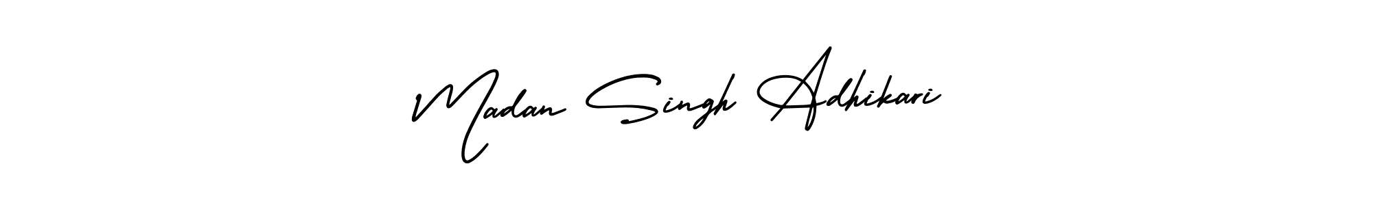Make a beautiful signature design for name Madan Singh Adhikari. With this signature (AmerikaSignatureDemo-Regular) style, you can create a handwritten signature for free. Madan Singh Adhikari signature style 3 images and pictures png