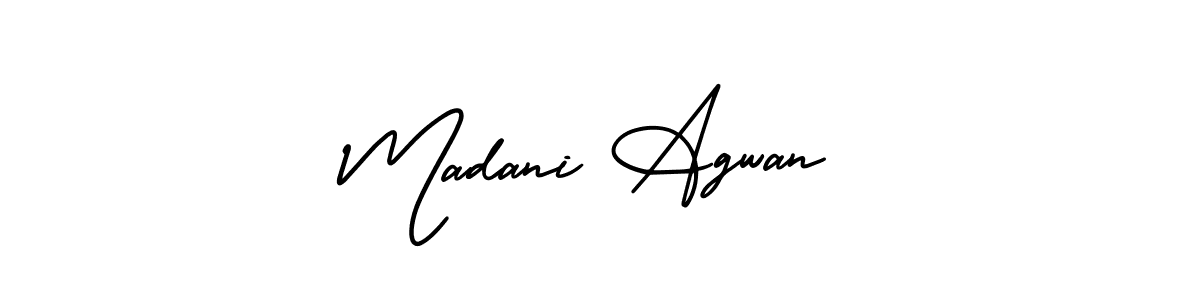 Make a short Madani Agwan signature style. Manage your documents anywhere anytime using AmerikaSignatureDemo-Regular. Create and add eSignatures, submit forms, share and send files easily. Madani Agwan signature style 3 images and pictures png