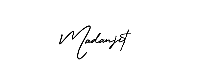 You should practise on your own different ways (AmerikaSignatureDemo-Regular) to write your name (Madanjit) in signature. don't let someone else do it for you. Madanjit signature style 3 images and pictures png