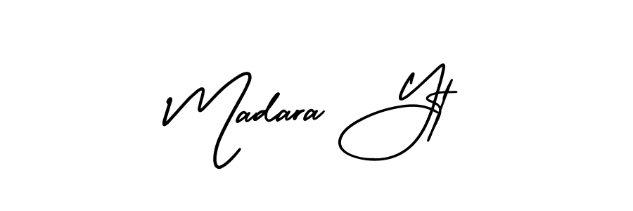 You should practise on your own different ways (AmerikaSignatureDemo-Regular) to write your name (Madara Yt) in signature. don't let someone else do it for you. Madara Yt signature style 3 images and pictures png
