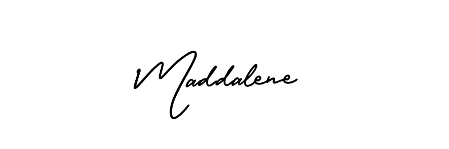 The best way (AmerikaSignatureDemo-Regular) to make a short signature is to pick only two or three words in your name. The name Maddalene include a total of six letters. For converting this name. Maddalene signature style 3 images and pictures png