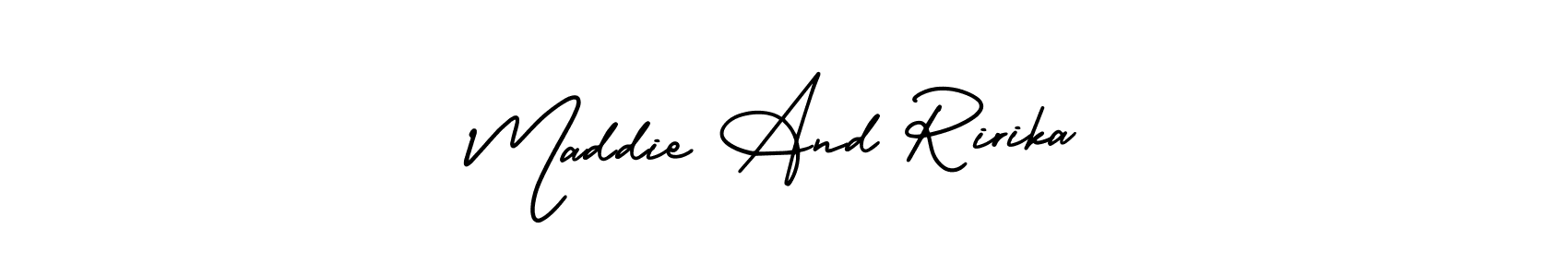 Similarly AmerikaSignatureDemo-Regular is the best handwritten signature design. Signature creator online .You can use it as an online autograph creator for name Maddie And Ririka. Maddie And Ririka signature style 3 images and pictures png