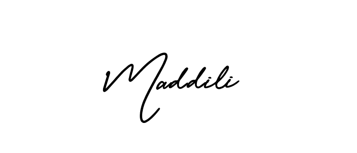 You should practise on your own different ways (AmerikaSignatureDemo-Regular) to write your name (Maddili) in signature. don't let someone else do it for you. Maddili signature style 3 images and pictures png