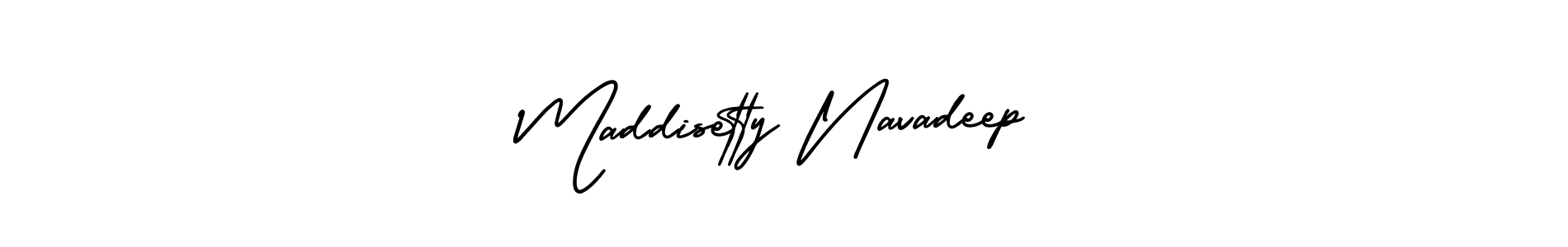 The best way (AmerikaSignatureDemo-Regular) to make a short signature is to pick only two or three words in your name. The name Maddisetty Navadeep include a total of six letters. For converting this name. Maddisetty Navadeep signature style 3 images and pictures png