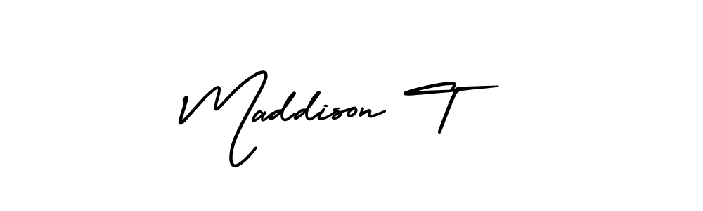 This is the best signature style for the Maddison T name. Also you like these signature font (AmerikaSignatureDemo-Regular). Mix name signature. Maddison T signature style 3 images and pictures png