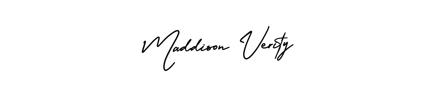 It looks lik you need a new signature style for name Maddison Verity. Design unique handwritten (AmerikaSignatureDemo-Regular) signature with our free signature maker in just a few clicks. Maddison Verity signature style 3 images and pictures png