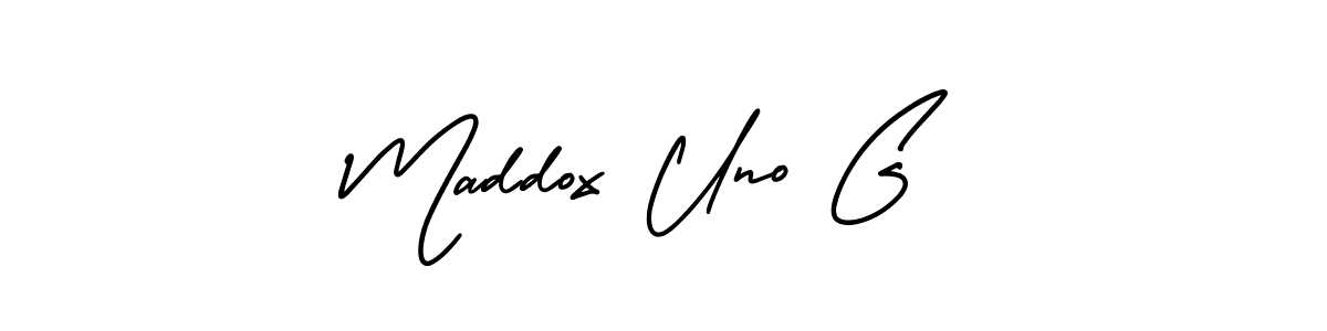 The best way (AmerikaSignatureDemo-Regular) to make a short signature is to pick only two or three words in your name. The name Maddox Uno G include a total of six letters. For converting this name. Maddox Uno G signature style 3 images and pictures png