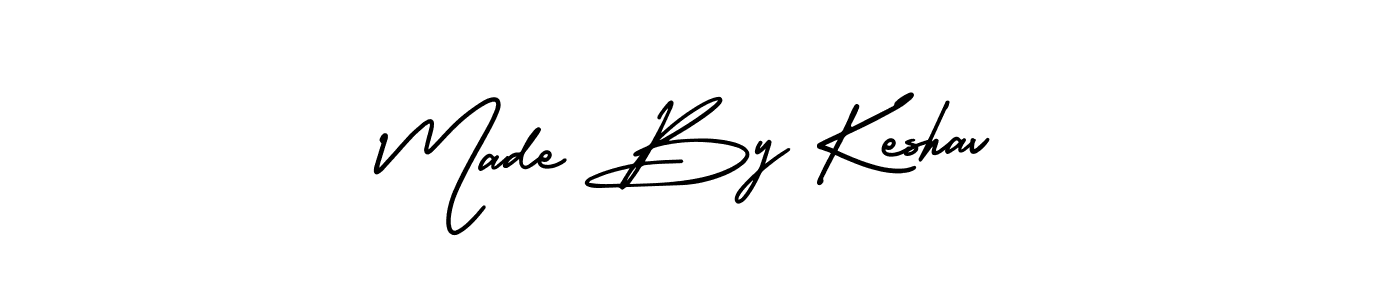 You should practise on your own different ways (AmerikaSignatureDemo-Regular) to write your name (Made By Keshav) in signature. don't let someone else do it for you. Made By Keshav signature style 3 images and pictures png