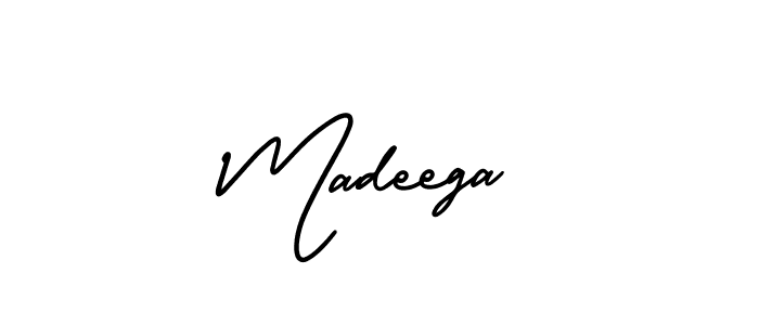 It looks lik you need a new signature style for name Madeega. Design unique handwritten (AmerikaSignatureDemo-Regular) signature with our free signature maker in just a few clicks. Madeega signature style 3 images and pictures png