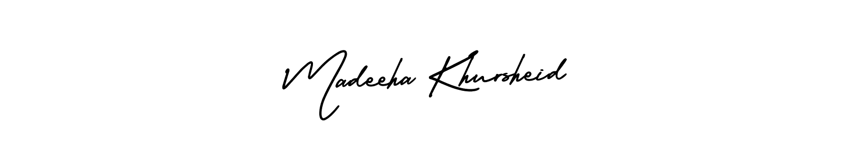 Madeeha Khursheid stylish signature style. Best Handwritten Sign (AmerikaSignatureDemo-Regular) for my name. Handwritten Signature Collection Ideas for my name Madeeha Khursheid. Madeeha Khursheid signature style 3 images and pictures png