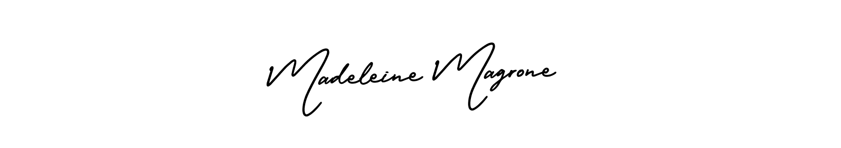 The best way (AmerikaSignatureDemo-Regular) to make a short signature is to pick only two or three words in your name. The name Madeleine Magrone include a total of six letters. For converting this name. Madeleine Magrone signature style 3 images and pictures png