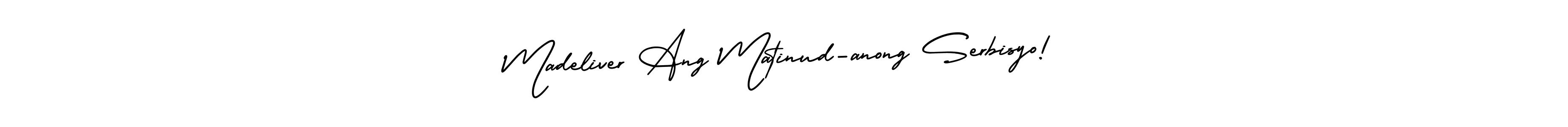 Make a beautiful signature design for name Madeliver Ang Matinud-anong Serbisyo!. With this signature (AmerikaSignatureDemo-Regular) style, you can create a handwritten signature for free. Madeliver Ang Matinud-anong Serbisyo! signature style 3 images and pictures png