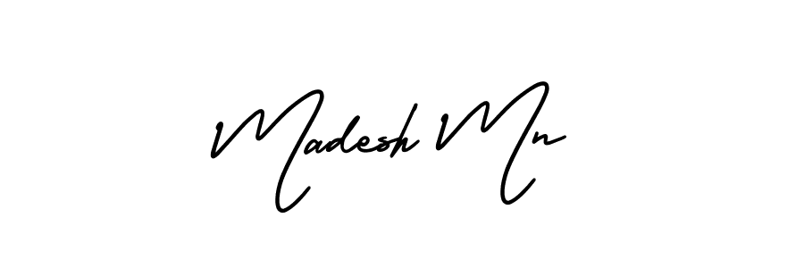 The best way (AmerikaSignatureDemo-Regular) to make a short signature is to pick only two or three words in your name. The name Madesh Mn include a total of six letters. For converting this name. Madesh Mn signature style 3 images and pictures png
